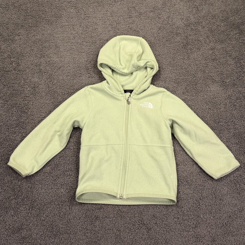 The North‎ Face Jacket Toddler 18 24 Mo Green Fleece Hooded Full Zip Hoodie Logo